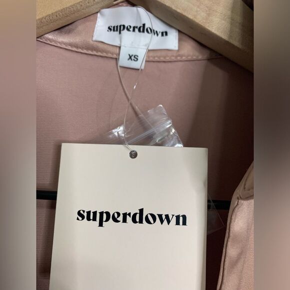 NWT REVOLVE SUPERDOWN sophie draped mini dress in nude pink. Size XS - Picture 7 of 8